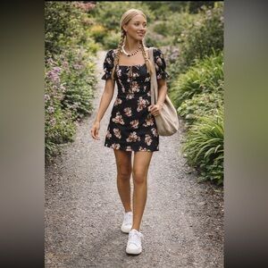 Linen Anthropologie NWT Maeve Puff-Sleeve Slim Linen Mini Dress size XL.